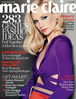 Marie Claire e le istantanee a January Jones