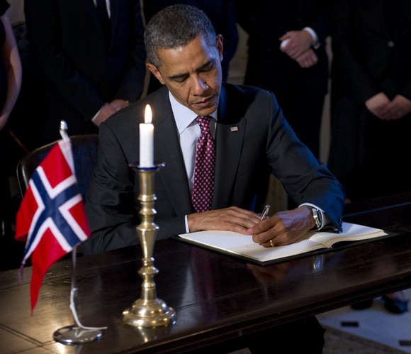 Foto della visita di Barack Obama all'ambasciata Norvegia