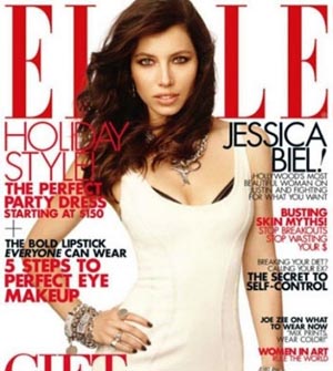 Jessica Biel protagonista del servizio fotografico di Elle di dicembre 2011