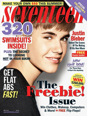 Justin Bieber, servizio fotografico su Seventeen di maggio 2012