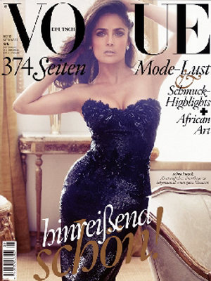 Salma Hayek elegante nelle foto di Vogue