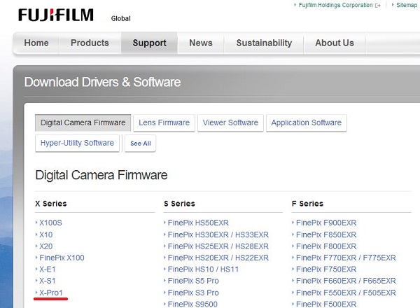 Fujifilm nuovo aggiornamento firmware per X-Pro1