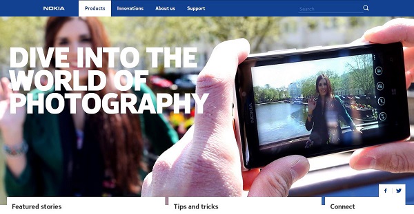 Pagina Nokia dedicata alla fotografia