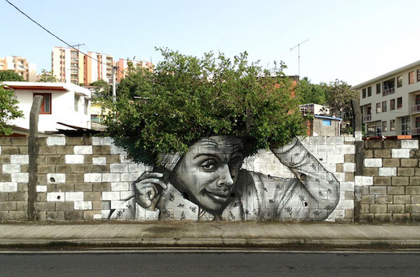 5 divertenti foto di murales che interagiscono con la natura 