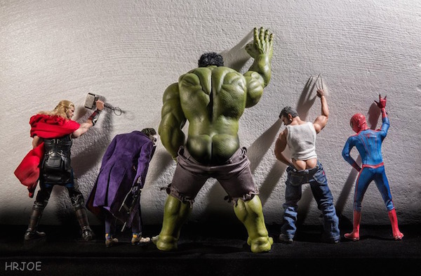 Foto delle action figures dei supereroi Marvel
