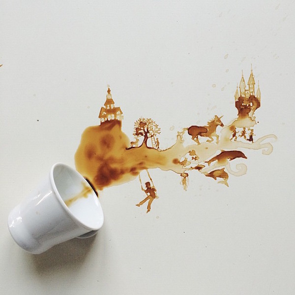 Foto artistica realizzata con caffè e cioccolato