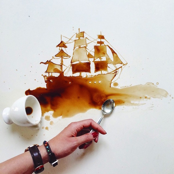 Foto artistica realizzata con caffè e cioccolato